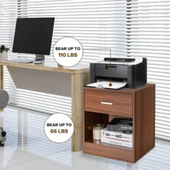 Costway Nightstand With Drawer Storage Cabinet Modern Beside End Table BlackBrown -Costway GUEST 5c8a9f28 6dcc 435e 9380 292fccd852d7