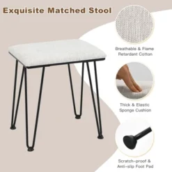 Costway Industrial Vanity Makeup Dressing Table Padded Stool Set 3-Color Lighted Mirror -Costway GUEST 5ca5db1d 5d60 450a 8e8f ebfd4ef1ba23