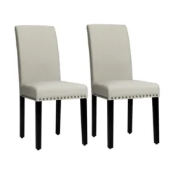 Costway Set Of 2 Fabric Dining Chairs Upholstered With Nailhead Trim -Costway GUEST 5cbc9604 8e7e 46a0 b2d7 7334dbb21cd2
