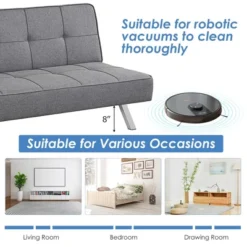 Costway Convertible Futon Sofa Bed Adjustable Sleeper With Stainless Steel Legs -Costway GUEST 5ccdc87b 13ac 47e8 9f88 57737bf5d32d