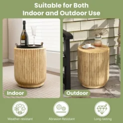 Costway 17'' Concrete Accent Side Table Tree Stump Wood-like End Table Plant Stand Stool -Costway GUEST 5ce4b9aa 9c72 43b2 9064 a2a9d03e8e9e