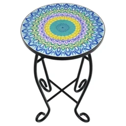 Costway Mosaic Side Table Accent Table Round Balcony Bistro End Table OrangeBlueNavy -Costway GUEST 5ce9be21 40c1 4cc5 96aa 61f137db0539
