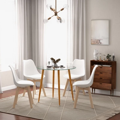 Costway Dining Table Set For 4 Modern Kitchen Table Set With Round GlassTempeTable&4 Chairs 11 Costway Dining Table Set For 4 Modern Kitchen Table Set With Round GlassTempeTable&4 Chairs - Image 9