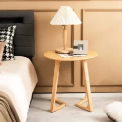 Costway 24'' Round Side Table Solid Rubber Wood End Table Beside Sofa&Bed For Small Space 18 Costway 24'' Round Side Table Solid Rubber Wood End Table Beside Sofa&Bed For Small Space -Costway GUEST 5d3181f9 517f 4832 b648 939a8a6aed00