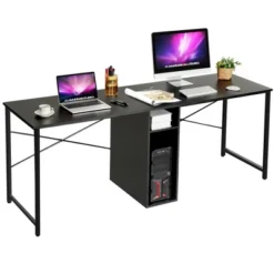 Costway 2 Person Computer Desk Double Workstation Office Desk W/ Storage Rustic Brown Black/Brown -Costway GUEST 5d355baf 1a17 4ef6 a1e2 9dc05b86f2b8