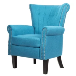 Costway Modern Tufted Upholstered Single Sofa W/ Rubber Wood Legs Blue GreyBeige -Costway GUEST 5d3bbaed a211 4928 bf34 60fccac46f45