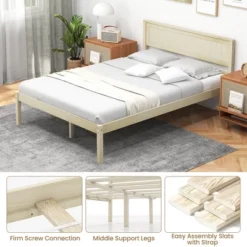 Costway Full/Queen/Twin Size Wooden Platform Bed Frame With Headboard Mattress Foundation Natural -Costway GUEST 5dc4ab24 1669 4b96 85f3 5f7444249e6b