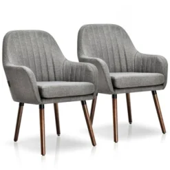 Costway Set Of 2 Accent Chairs Fabric Upholstered Armchairs W/Wooden Legs Beige/Gray 22 Costway Set Of 2 Accent Chairs Fabric Upholstered Armchairs W/Wooden Legs Beige/Gray -Costway GUEST 5e07d1aa eb66 4f40 bad8 a22cc8a8cceb