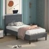 Costway Twin Size Upholstered Bed Frame Button Tufted Headboard Mattress Foundation Grey 1 Costway Twin Size Upholstered Bed Frame Button Tufted Headboard Mattress Foundation Grey -Costway GUEST 5eb2260d 7f69 4bcc a6d1 d7993dfe9bb8