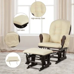 Costway Baby Nursery Relax Rocker Rocking Chair Glider & Ottoman Set W/ Cushion -Costway GUEST 5ec0e49c 32b4 47fc 9015 254f6d38158a