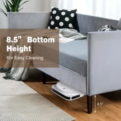 Costway Twin Daybed Upholstered Linen Wooden Sofa Bed Frame Heavy Duty Living Room Grey -Costway GUEST 5f249a7d 8e7d 4c80 ad19 0409774def0f