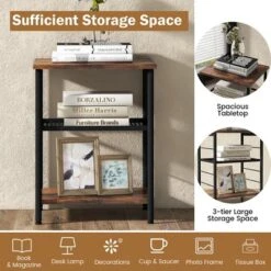 Costway 2 PCS 3-Tier Side End Table With Adjustable Mesh Shelf Narrow Nightstand 15 Costway 2 PCS 3-Tier Side End Table With Adjustable Mesh Shelf Narrow Nightstand -Costway GUEST 5f3140aa 5e45 4aea 90ee 89b146588351