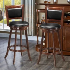 Costway Set Of 2 29'' Swivel Bar Height Stool Wood Dining Chair Upholstered Seat Panel Back Espresso -Costway GUEST 5f3bdc72 c767 43ad a9da 2f3e89730a2a