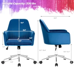 Costway Velvet Accent Office Armchair Adjustable Swivel Removable Cushion PinkBlueGrey -Costway GUEST 5f48e8b5 1d43 41a7 9172 9c368e9e8837