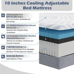 Costway Twin XL Cooling Adjustable Bed Memory Foam Mattress W/ 32% Ice Silk Cover -Costway GUEST 5f806a2b 06c4 4ee0 af95 3051c88183bc