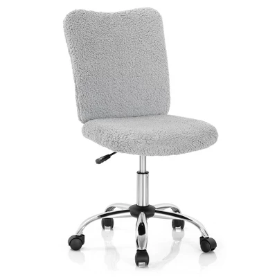 Costway Armless Faux Fur Leisure Office Chair Adjustable Swivel Task Chair 12 Costway Armless Faux Fur Leisure Office Chair Adjustable Swivel Task Chair - Image 10