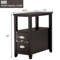Costway End Table Space-Saving Rectangular Bedside Table W/ 2 Drawers & Shelf Espress -Costway GUEST 5fbb97eb 7990 4074 b8ab d189b4f0c821