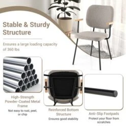 Costway Set Of 2 Modern Linen Fabric Dining Chairs Padded Kitchen Accent Armchair Grey/Orange -Costway GUEST 5fcefd84 e3aa 401a bf0e 57647822daa8