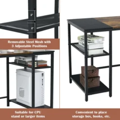 Costway 55'' Reversible Computer Desk Home Office Writing Desk W/Adjustable Storage Shelf -Costway GUEST 5fe3e2d2 0ef5 44dd 9af9 357adcc85250