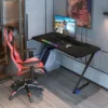 Costway 43.5 Inch Gaming Desk Z Shape Office PC Computer Desk Gamer Tables W/ LED Lights -Costway GUEST 603278d4 6306 4bac a124 856d73ef1dd0