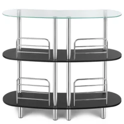 Costway Decorative Storage Cabinets Home Liquor Pub Table W/Tempered Glass Top & 2 Shelves -Costway GUEST 6053207c 2ad0 4462 a77b 22a7e58f62e6