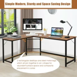 Costway L-Shaped Computer Desk Corner Workstation Study Gaming Table Home Office -Costway GUEST 60781d78 965c 4a81 96a3 f1a7ce5cb3b0