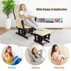 Costway Baby Nursery Relax Rocker Rocking Chair Glider & Ottoman Set W/ Cushion -Costway GUEST 60940f77 de7b 4f8f 8902 8006c31d9f78