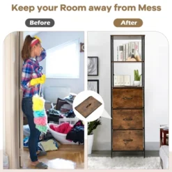 Costway Vertical 3 Drawer Dresser W/ 3 Shelves Tall Storage Tower Chest Freestanding -Costway GUEST 60bdbe49 6d29 4c41 9675 84788129c113