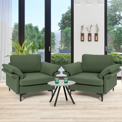 Costway Set Of 2 Upholstered Single Sofa Fabric Accent Armchair Metal Legs 3 Costway Set Of 2 Upholstered Single Sofa Fabric Accent Armchair Metal Legs