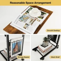 Costway C-shape Sofa End Side Table Compact Snack Table For Living Room Bedroom BlackBrown -Costway GUEST 60d85cd2 b8d3 47f1 a218 092733840baf