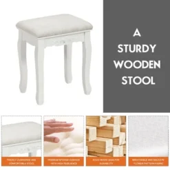 Costway Vanity Wood Makeup Dressing Table Stool 4 Drawers Black/White 15 Costway Vanity Wood Makeup Dressing Table Stool 4 Drawers Black/White -Costway GUEST 610075fb 4bfb 46ef 8182 7ea988232087