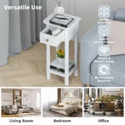 Costway 2 Tier End Bedside Sofa Side Table With Drawer Shelf Acacia Wood Nightstand White 14 Costway 2 Tier End Bedside Sofa Side Table With Drawer Shelf Acacia Wood Nightstand White -Costway GUEST 6100f083 b14b 4978 b56a 0bd8976e0434