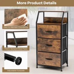 Costway 3 Drawer Dresser W/ Wood Top Sturdy Steel Frame Storage Organizer Dresser -Costway GUEST 61088f1a 792c 4ba8 9d44 ec1d325f5001