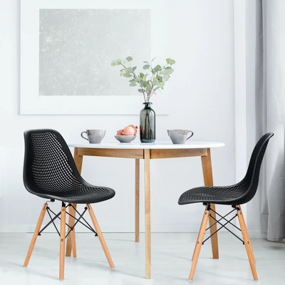 Costway 2PCS Modern DSW Dining Chair Office Home W/ Mesh Design Wooden Legs 4 Costway 2PCS Modern DSW Dining Chair Office Home W/ Mesh Design Wooden Legs - Image 2