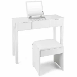 Costway White Vanity Dressing Table Furniture Stool Storage Box -Costway GUEST 614add01 22b6 4609 a339 103eb78a6462
