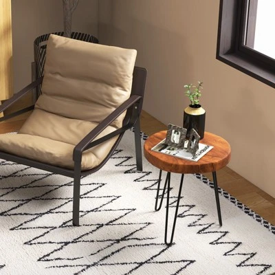 Costway Round End Table Accent Side Table Reclaimed Teak Wood Plant Stand Patio Rustic 3 Costway Round End Table Accent Side Table Reclaimed Teak Wood Plant Stand Patio Rustic