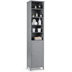 Costway 72''H Bathroom Tall Floor Storage Cabinet Shelving Display GreyWhite -Costway GUEST 615ea13f 5830 4f8f a720 7440990278a9