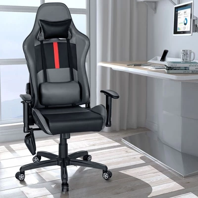 Costway Massage Gaming Chair With 2 Bluetooth Speakers Adjustable Swivel Racing Style Chair 4 Costway Massage Gaming Chair With 2 Bluetooth Speakers Adjustable Swivel Racing Style Chair - Image 2