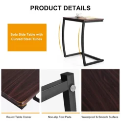 Costway Sofa Side End Table C-shaped Coffee Tray Laptop Snack Stand With Steel Frame -Costway GUEST 618ab708 8d5f 4aca 96fe 028ba7a299b6