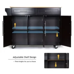 Costway Kitchen Island Trolley Cart Wood Top Rolling Storage Cabinet W/Knife Block WhiteBrown -Costway GUEST 61bd6aae c079 4269 9a42 f447ec7d2138