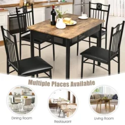 Costway 5PCS Dining Set Metal Table & 4 Chairs Kitchen Breakfast Furniture Black -Costway GUEST 61cf3b5e f4f3 42f5 b47b 768de45dea21