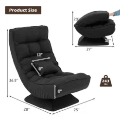Costway 360° Swivel Floor Chair 5-Level Adjustable Lazy Chair W/ Massage Pillow GreyBlackBrown 21 Costway 360° Swivel Floor Chair 5-Level Adjustable Lazy Chair W/ Massage Pillow GreyBlackBrown -Costway GUEST 61d7f1bd 159e 4b2d 9c6d 0648920d36de