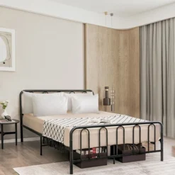 Costway Stylish Queen Size Metal Bed Frame Platform Bed Base W/ Headboard & Footboard 12 Costway Stylish Queen Size Metal Bed Frame Platform Bed Base W/ Headboard & Footboard -Costway GUEST 6216bb60 c47f 4f86 abf6 419f4370f9ae