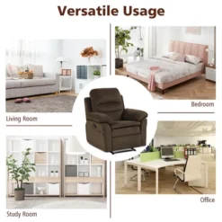 Costway Recliner Chair Single Sofa Armchair Sleeper Lounger W/ Footrest GreyBrown -Costway GUEST 628d2811 215c 4fb8 86d9 63ff76098833