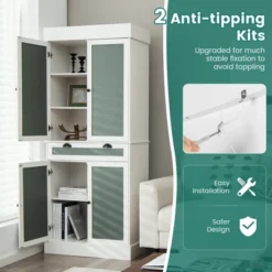 Costway 72'' Kitchen Buffet Hutch Pantry Cabinet Cupboard With 4 Doors & Adjustable Shelves -Costway GUEST 62c6bb90 394a 45a2 b79d 1b2e11778643