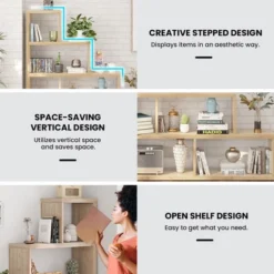 Costway 6 Cubes Ladder Shelf Freestanding Corner Bookshelf Storage Bookcase Display Rack -Costway GUEST 637aaf98 73d9 4a59 9869 c1587fcb3c0e