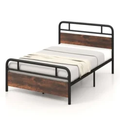 Costway Metal Platform Bed Frame Industrial Headboard Mattress Foundation -Costway GUEST 638f7505 6224 4fec bab4 6c2a7b6e522c