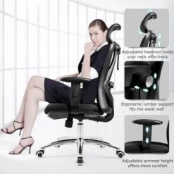 High Back Mesh Office Chair Adjustable Lumbar Support&Headrest Home Study Black -Costway GUEST 63bd1b9a fde6 4a6c b3df ebe09585c968