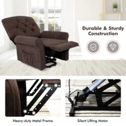 Costway Power Lift Recliner Chair Sofa For Elderly W/ Side Pocket & Remote Control BlackBrown 18 Costway Power Lift Recliner Chair Sofa For Elderly W/ Side Pocket & Remote Control BlackBrown -Costway GUEST 640dbaaf 468d 49e8 bc0c 881a2c068469