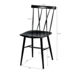 Costway Set Of 2 Dining Side Chairs Chairs Armless Cross Back Kitchen Bistro Caf